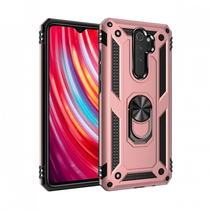 Newface Xiaomi Redmi Note 8 Pro Kılıf Sofya Yüzüklü Silikon Kapak - Rose