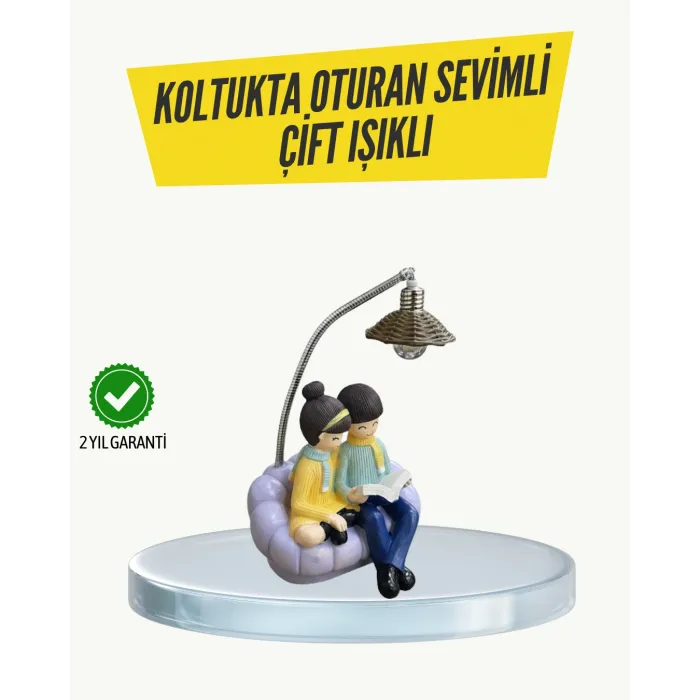 Okuyan Çift Figürlü Dekoratif Gece Lambası Hediye Seçeneği