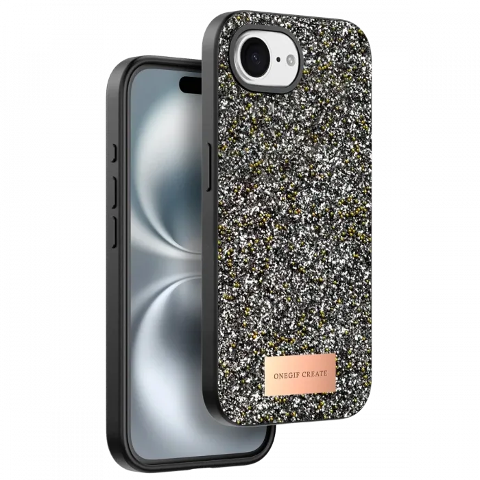 Onegif Apple iPhone 16E Bright Simli Kapak - Gümüş