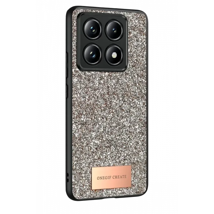 Onegif Xiaomi Mi 14T Pro Bright Simli Kapak - Gold