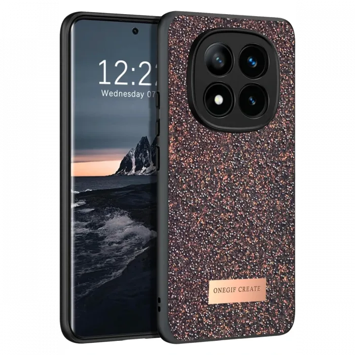 Onegif Xiaomi Redmi Note 14 Pro 4G Bright Simli Kapak - Derin Mor