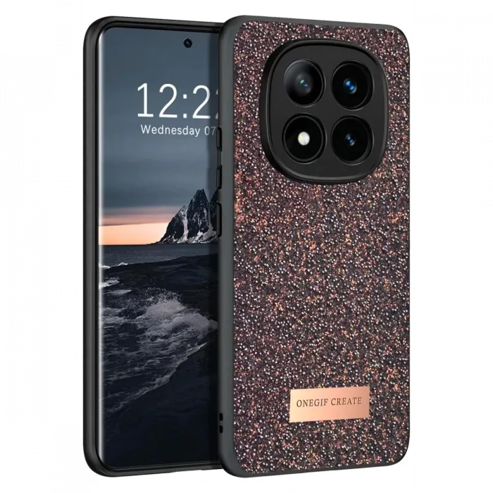 Onegif Xiaomi Redmi Note 14 Pro 4G Bright Simli Kapak - Derin Mor