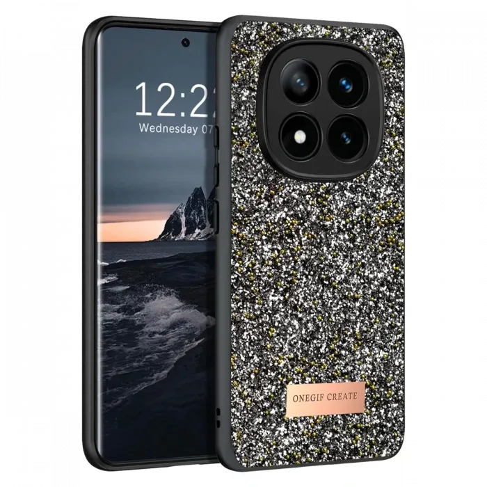 Onegif Xiaomi Redmi Note 14 Pro 4G Bright Simli Kapak - Gümüş