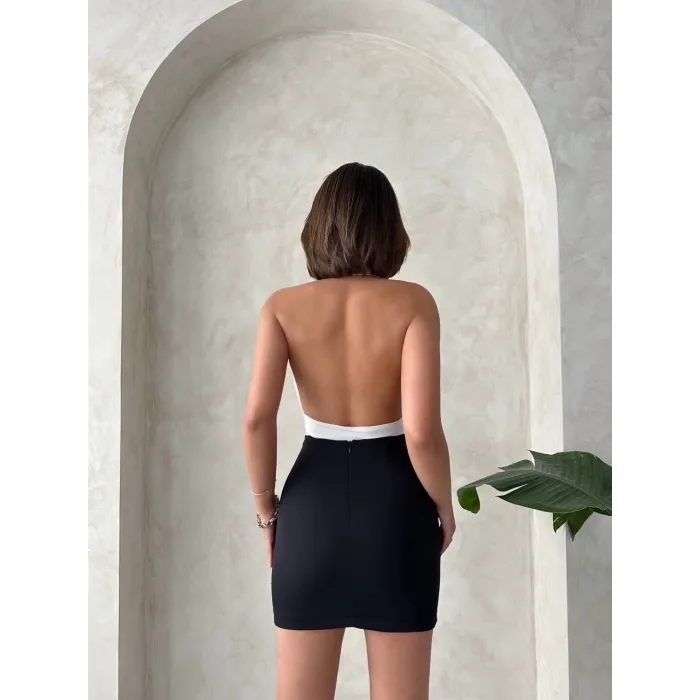 Önü büzgülü etek siyah s24222