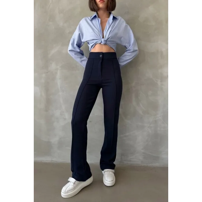 Önü cumalı ithal krep pantolon