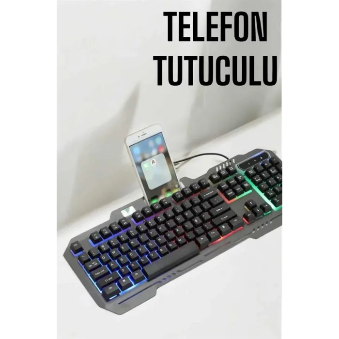 Oyuncu Klavyesi Q Klavye RGB Işıklı Mouse Hediyeli