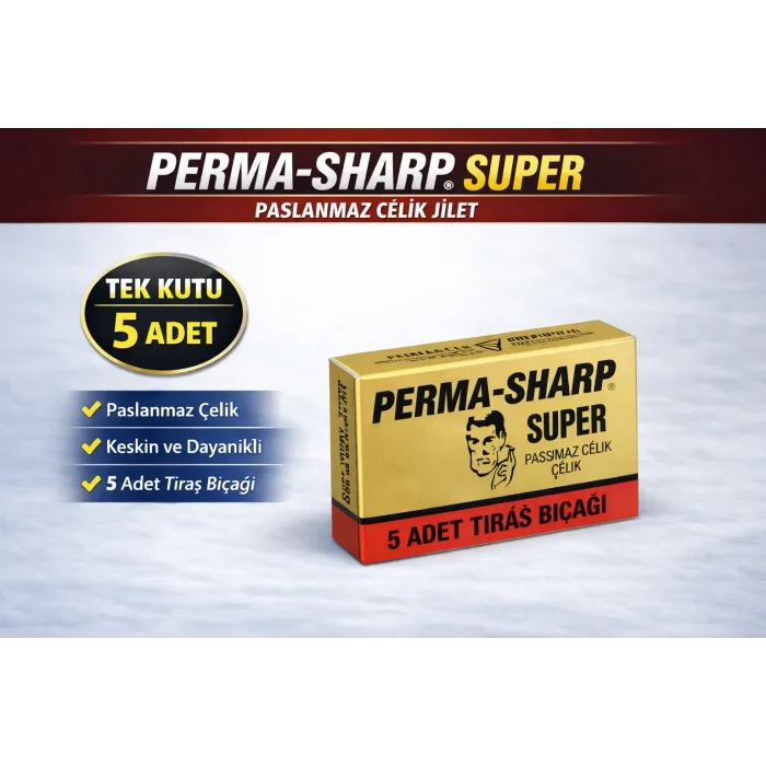 Perma-Sharp Super Paslanmaz Çelik Tıraş Bıçağı 5’li 1 Kutu