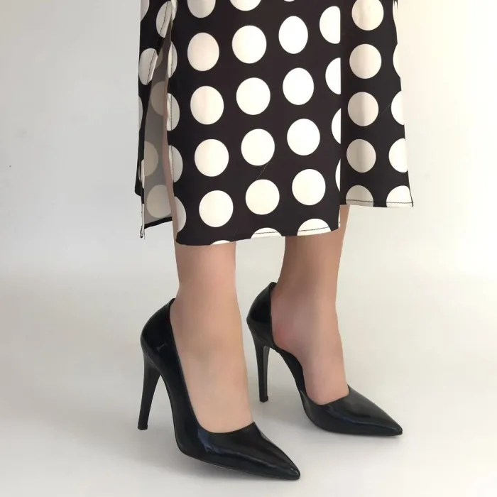 Pley Siyah Rugan Stiletto Ayakkabı