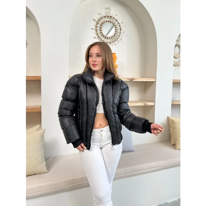 Puffer kısa mont siyah st25534