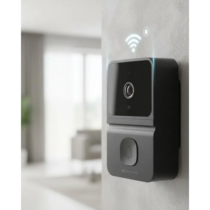 ŞARJLI KAMERALI KAPI ZİLİ SİYAH