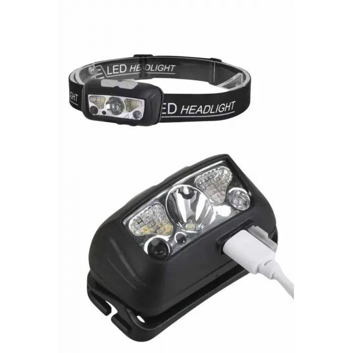 Sensörlü Şarjlı Type-c Şarj Işıklı Kafa Lambası Kamp Lambası