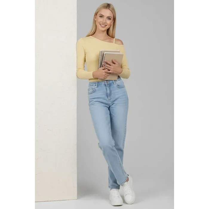 Tek Omuz İpli Bluz Sarı T4328