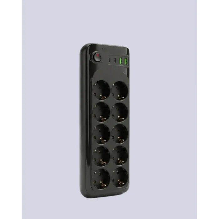 Termal Koruma Sistemli USB Type-C 10’lu Grup Priz 2m 2500W Güç Kapasiteli