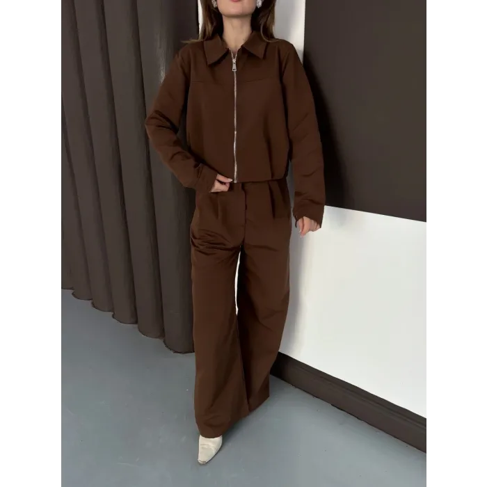 Trenç takım alt üst kahve ons