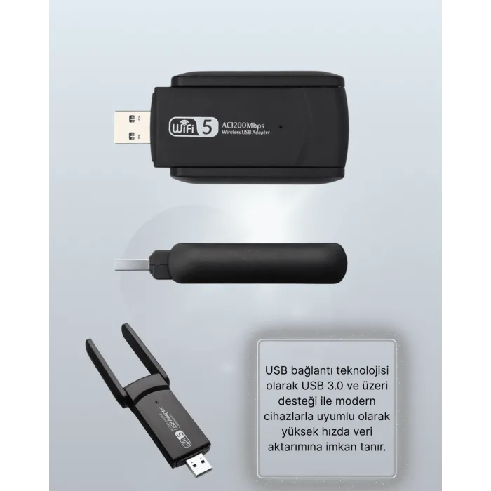 USB 3.0 Wireless Adaptör – 2.4GHz & 5GHz Destekli