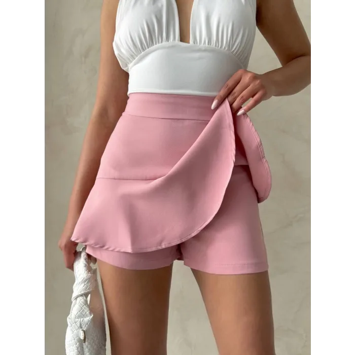 Valonlu fırfırlı şort s24683