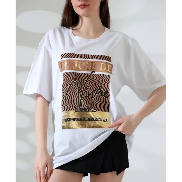 Varak çizgili Oversize tişört