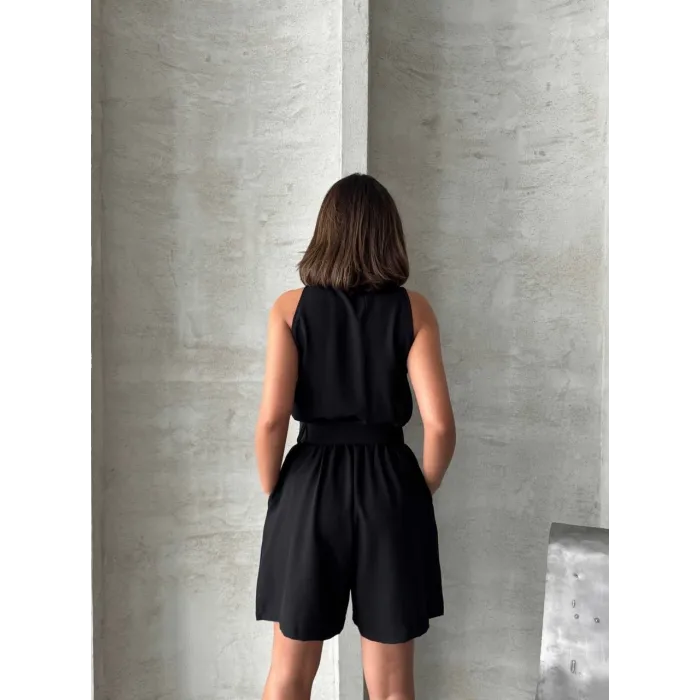 Yakalı şort tulum