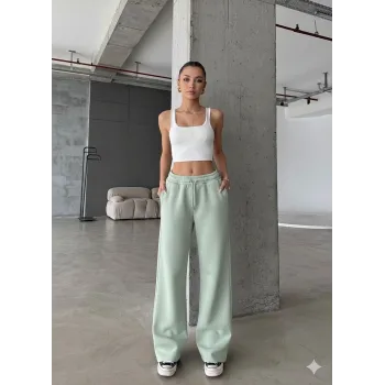 3 iplik şardonlu oversize eşofman mint yeşili