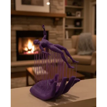 3D El İnsan Figürü Mor Modern Masa Üstü Ev ve Ofis Dekoru