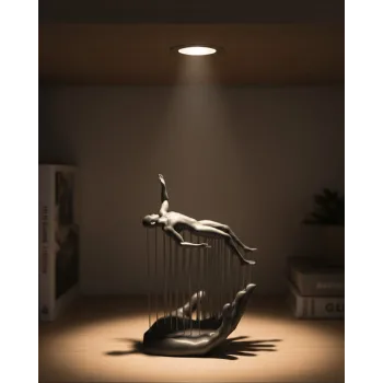 3D El Üzerinde İnsan Figürü Gri Minimal Masa Üstü Dekor