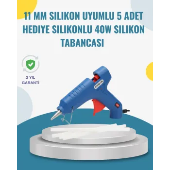 5 Silikon Hediyeli 40W Sıcak Silikon Tabancası Pratik Güçlü Kullanım