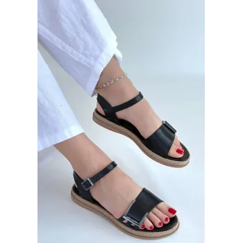 Andana Siyah Cilt Sandalet