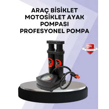 Basınç Saatli Ayak Pompası Bisiklet ve Araç Uyumlu