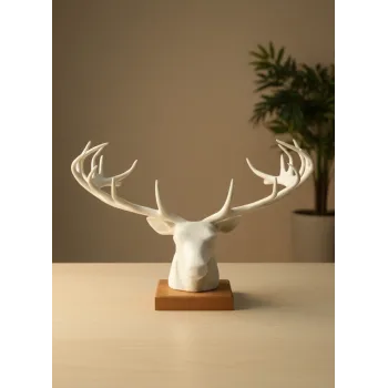 Dekoratif Geyik Başı Heykel 25 cm Modern Minimal Tasarım