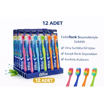 Difas Rainbow Orta Sert Diş Fırçası Medium 12ADET