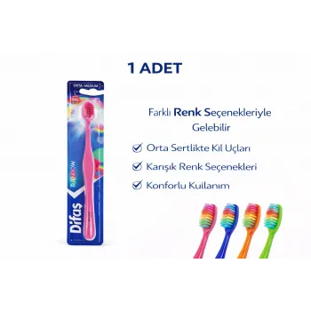 Difas Rainbow Orta Sert Diş Fırçası Medium 1ADET