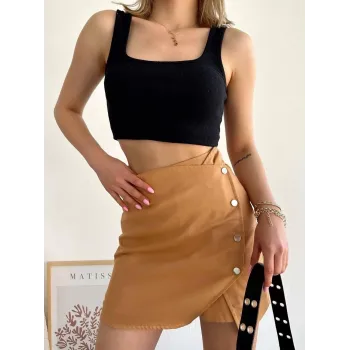 Dört çıtçıtlı Gabardin şort etek s249001