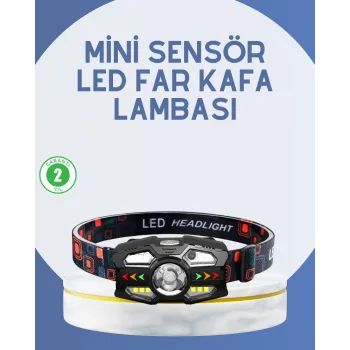 El Sensörlü LED Far Suya Dayanıklı Şarjlı Kafa Lambası
