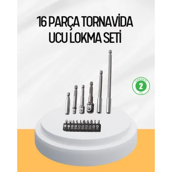 Ergonomik 16 Parça Bits Tornavida Uç ve Adaptör Seti