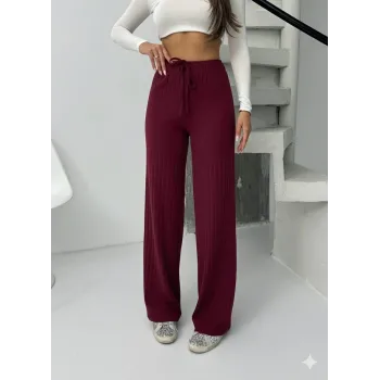 Fitilli şardonlu pantolon bordo a4058