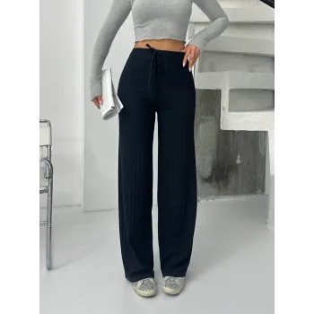 Fitilli şardonlu pantolon siyah a4058