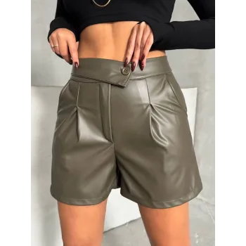 İki düğmeli pileli şort