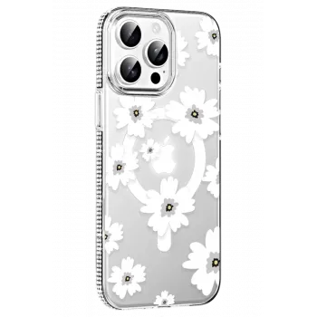 Joko Apple iPhone 14 Pro Max Floral Magsafe Kapak - Beyaz