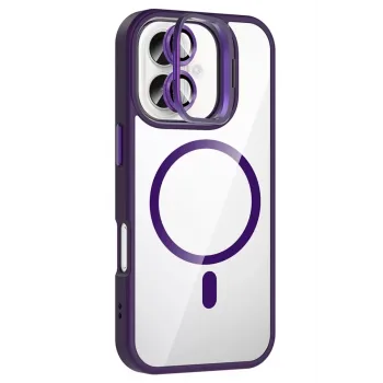 Joko Apple iPhone 16 Plus Remim Lensli Magsafe Standlı Kapak - Derin Mor