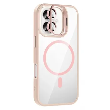 Joko Apple iPhone 16 Plus Remim Lensli Magsafe Standlı Kapak - Pembe