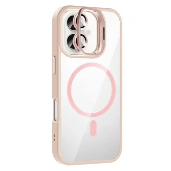 Joko Apple iPhone 16 Plus Remim Lensli Magsafe Standlı Kapak - Pembe