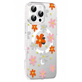Joko Apple iPhone 16 Pro Floral Magsafe Kapak - Turuncu