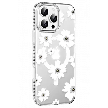 Joko Apple iPhone 16 Pro Max Floral Magsafe Kapak - Beyaz