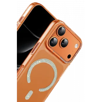 Joko Apple iPhone 17 Pro Tash Diamond Magsafe Kapak - Turuncu