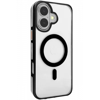 Joko iPhone 16 Gleam PC Sert Magsafe Kılıf - Şeffaf-Siyah