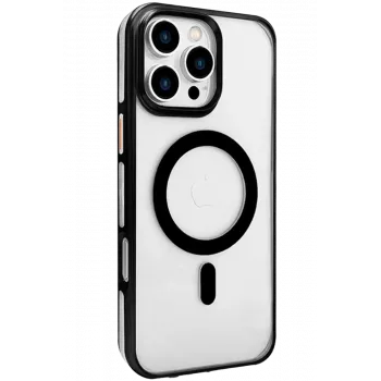 Joko iPhone 16 Pro Gleam PC Sert Magsafe Kılıf - Şeffaf-Siyah