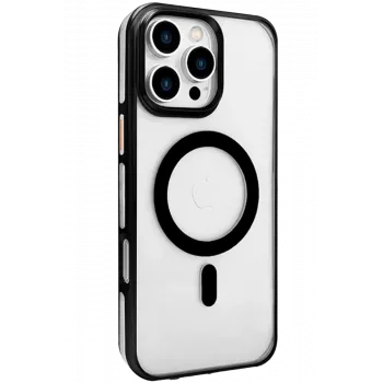 Joko iPhone 16 Pro Max Gleam PC Sert Magsafe Kılıf - Şeffaf-Siyah