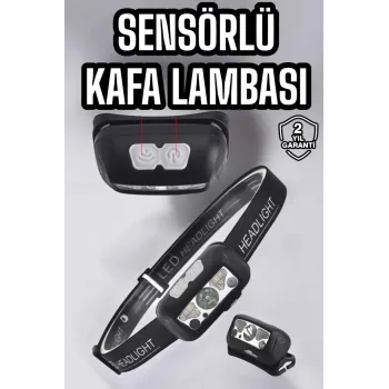 Kafa Lambası Kamp Lambası Sensörlü Şarjlı Ayarlanabilir