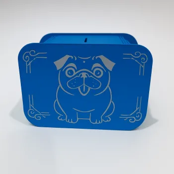 Köpek Kumbara - Ağaç işleme -Ceviz Ağacı-Mavi