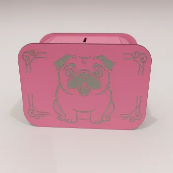 Köpek Kumbara - Ağaç işleme -Ceviz Ağacı-Pembe